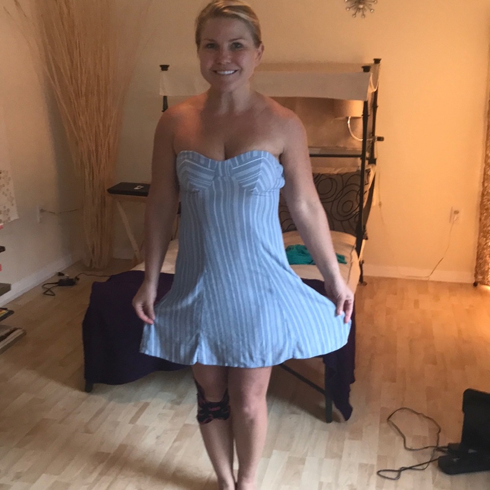 American Eagle Blue Strapless Padded Sundress Size M EUC